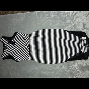 Black and white striped body dress